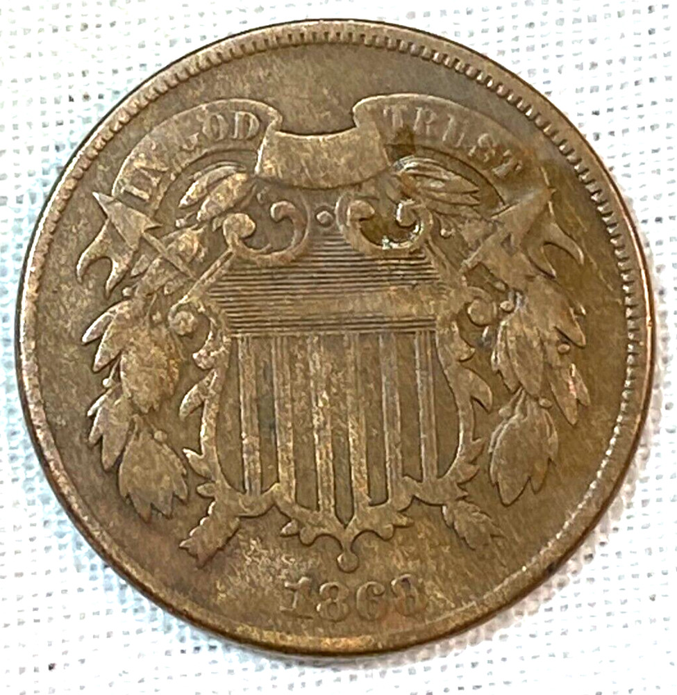1868 2 Cent Piece Nice Original VF CHRC