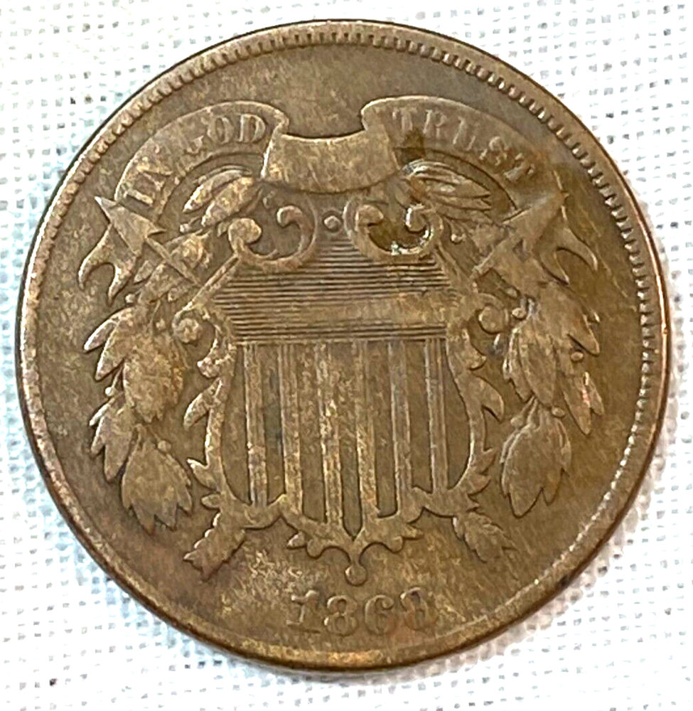 1868 2 Cent Piece Nice Original VF CHRC