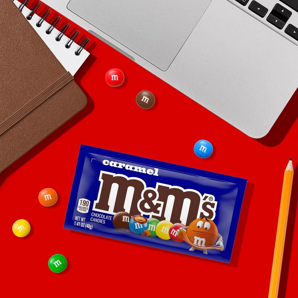 M&M'S Chocolate Candy, Caramel , 1.41 oz, 24 count