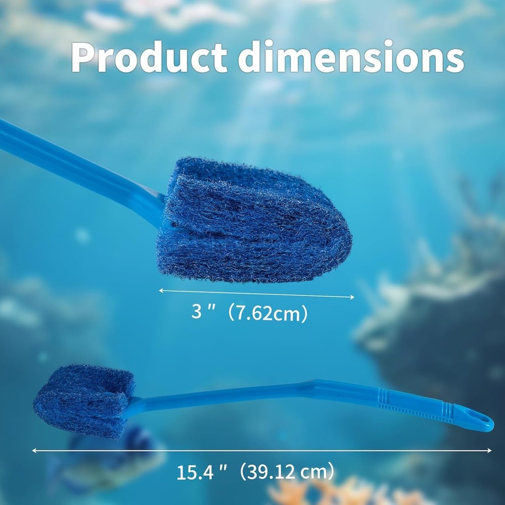 Aquarium Algae Scraper Long Handle Double Sided Sponge Brush Fish Tank