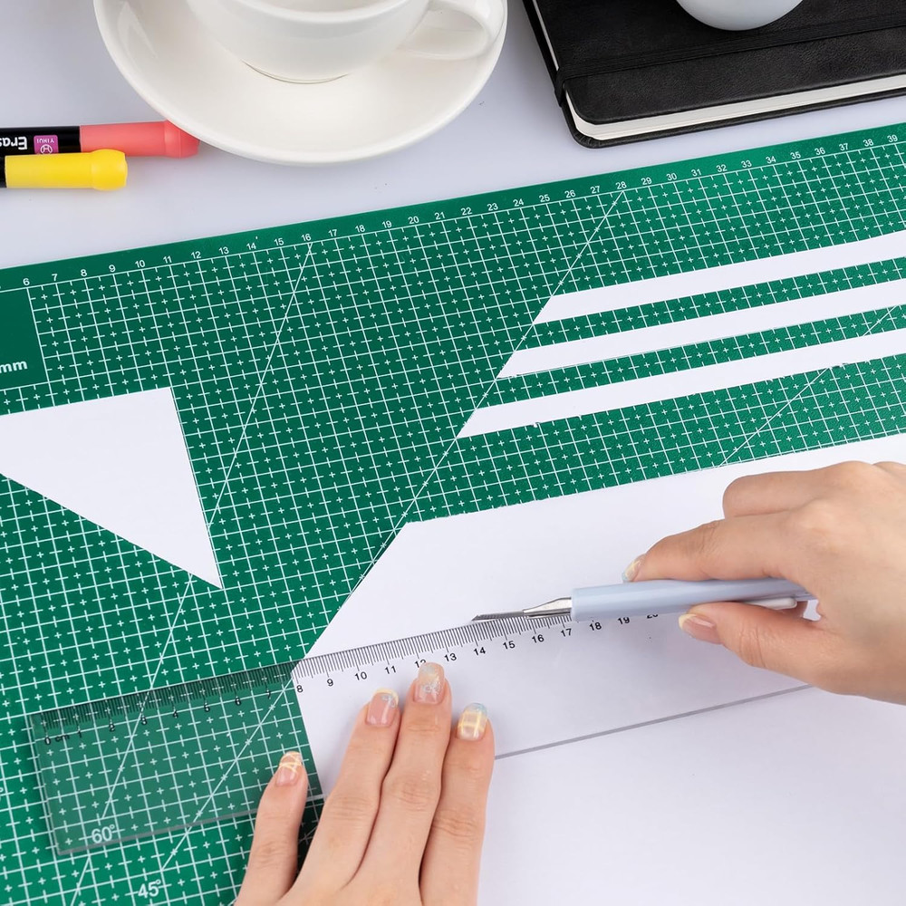 2 Pcs Large Cutting Mat Self Healing,Double Sided,Grid Line and Angles Help to C