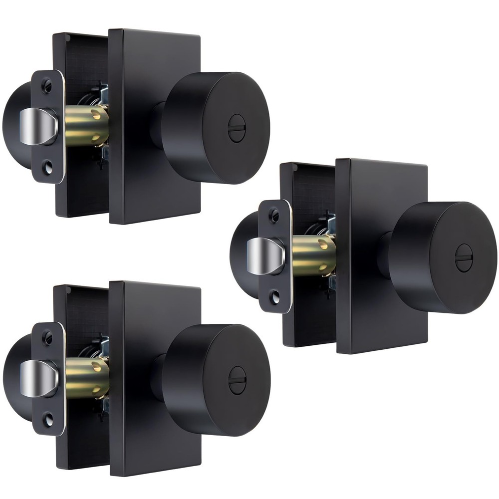 Matte Black Door Knobs Interior Privacy, Zinc-Alloy Interior Door Knobs, Heav...