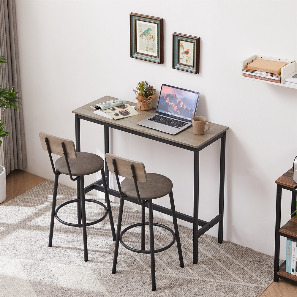 3 Piece Bar Table Set Counter Height Kitchen Pub Table with 2 Bar Stools