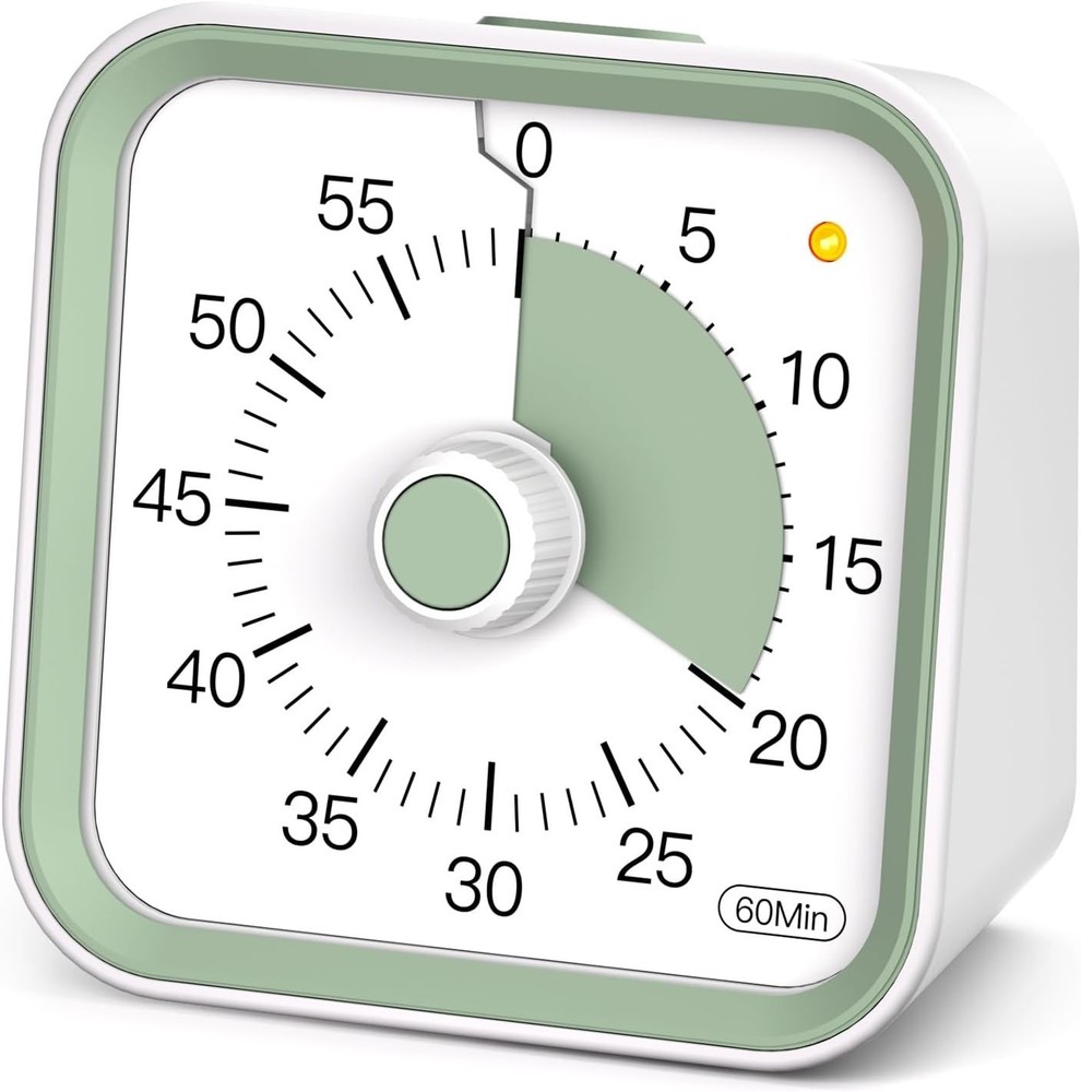 Portable Visual Countdown Timer for Kids - 60-Minute Timer with Pause, White