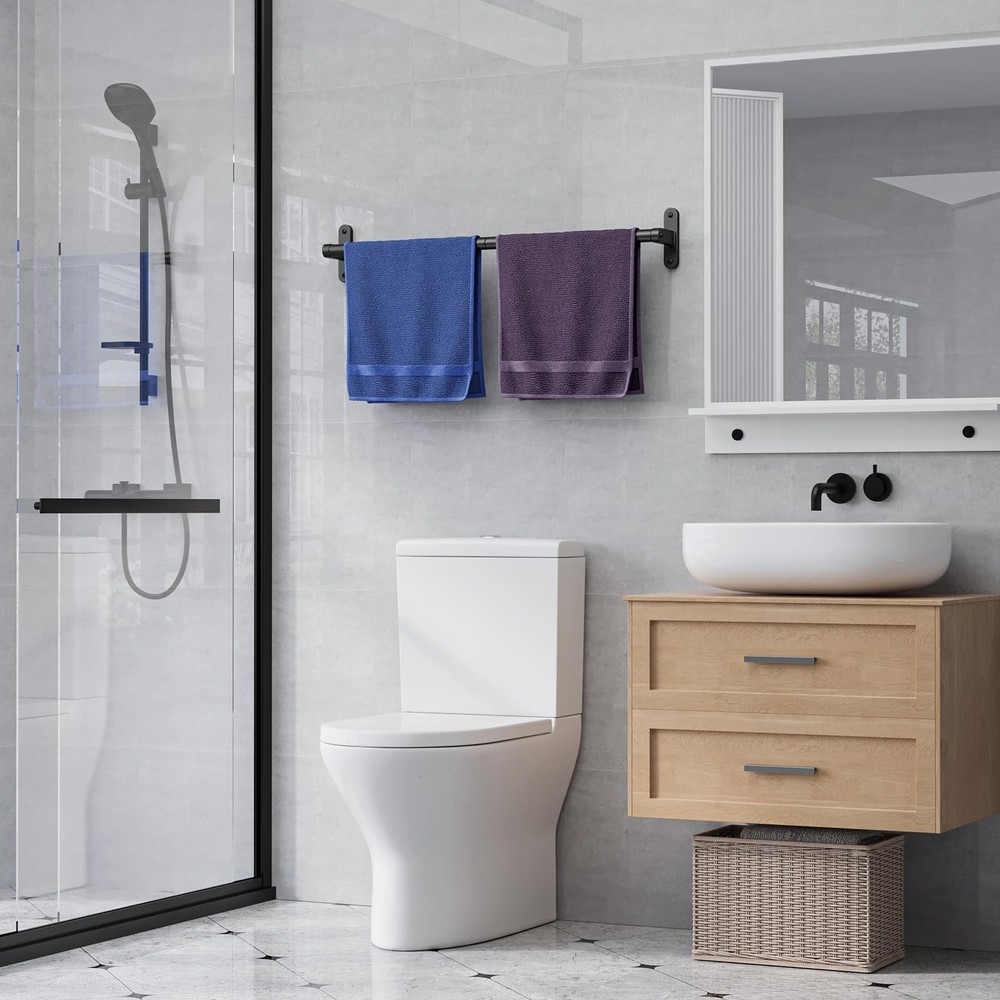 Powools Matte Black Towel Rack for Bathroom - 24" - 1 Pack,