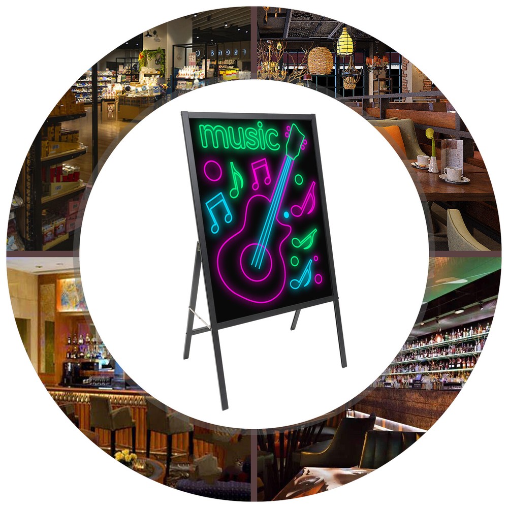 Large LED Message Writing Board Illuminated Erasable Neon Menu Board 60*80cm