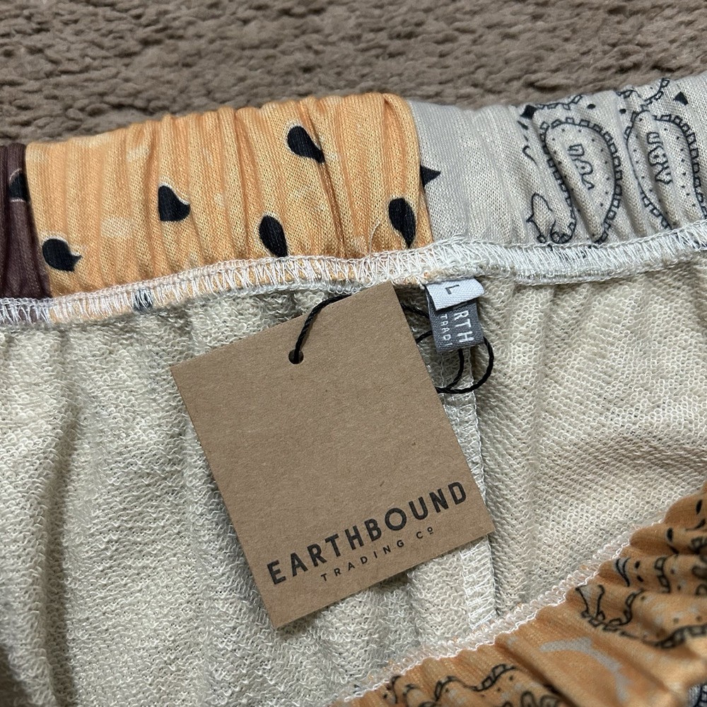 Earthbound Paisley Parchwork Shorts Drawstring Pull On Size Large Multicolor NWT