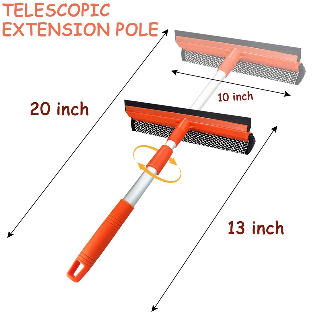 Window Squeegee for Cleaning with Retractable Pole, 20", Red2