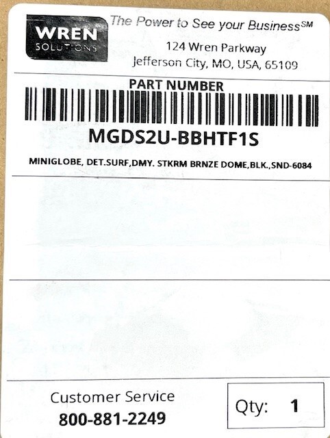 Wren Solutions MGDS2U-BBHTF1S-4” Wall Dome Black HT for security camera