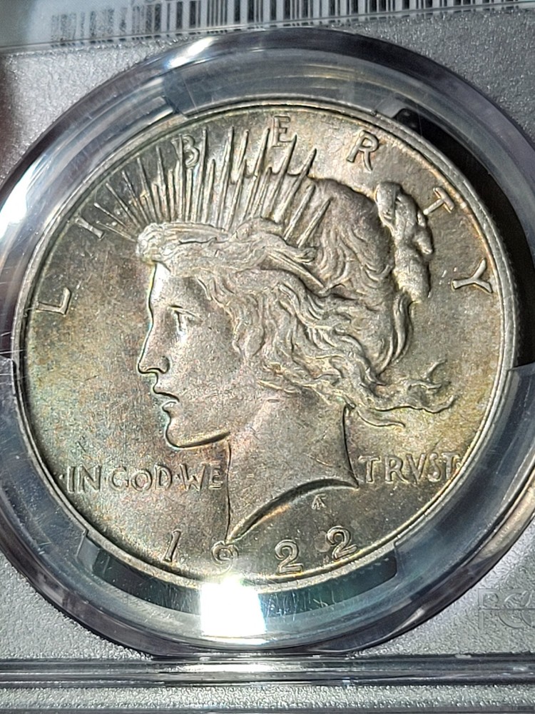 1922 $1 Peace Dollar PCGS MS62 Toned
