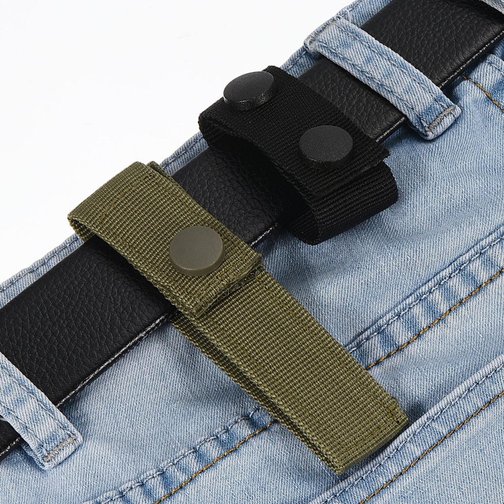 Belt Keeper, 6Pcs Nylon Webbing Loop with Double Snaps for 2-2¼" Belt, Black