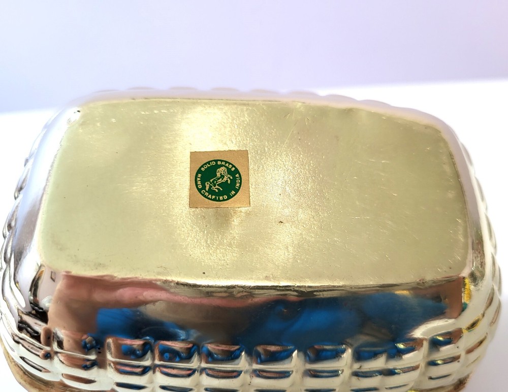 Vintage Small Solid Brass Basket Rope Trim Made in India