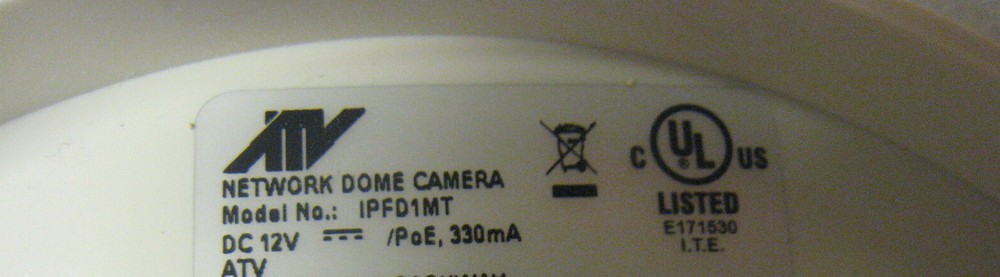 ADVANCED TECHNOLOGY VIDEO CAMERA INT DOME ATV IPFD1MT free shipping