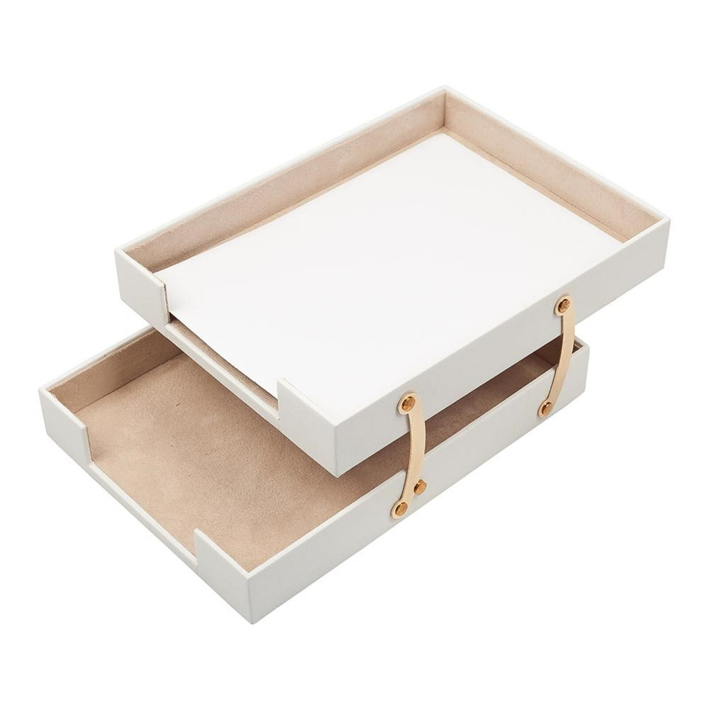 Leather Document Tray Double-Desk Organizer-Office Accessories