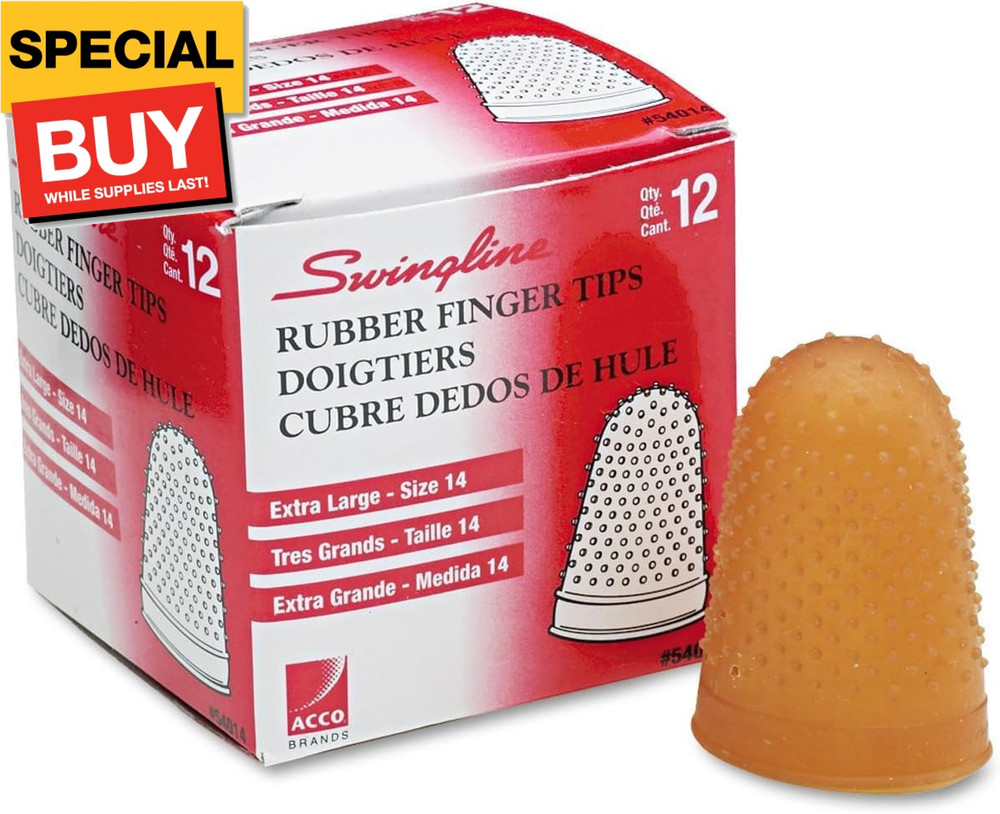 Rubber Finger Tips, Finger Cots, Extra Large - Size 14, Amber, Finger Protector