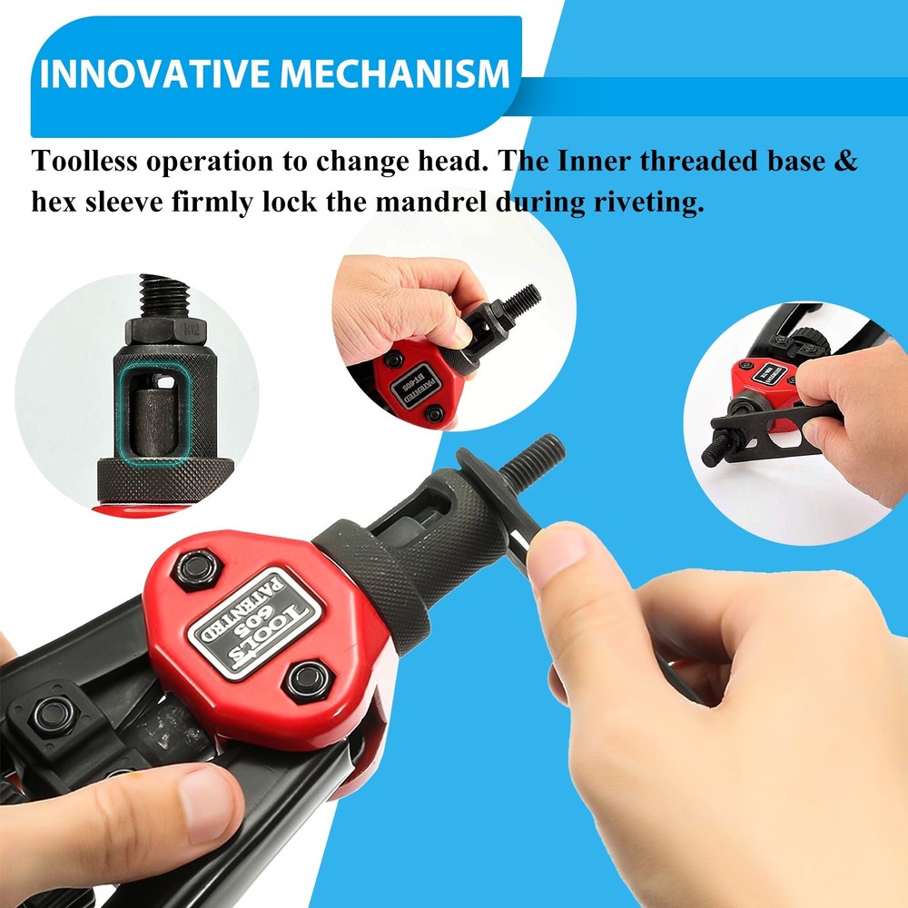 1510pc Rivet Nut Gun Kit Rivnut Setting Tools Nut Setter Tool Hand Blind Riveter