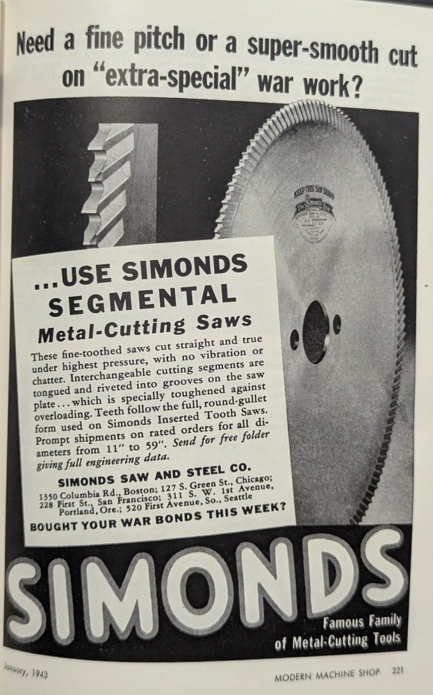 ***VINTAGE JANUARY 1943 MODERN MACHINE SHOP CATALOG***