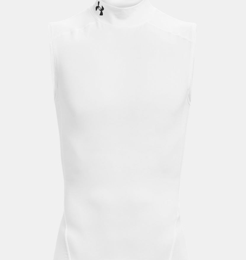 Under Armour Men's Compression Mock Sleeveless, White, Large