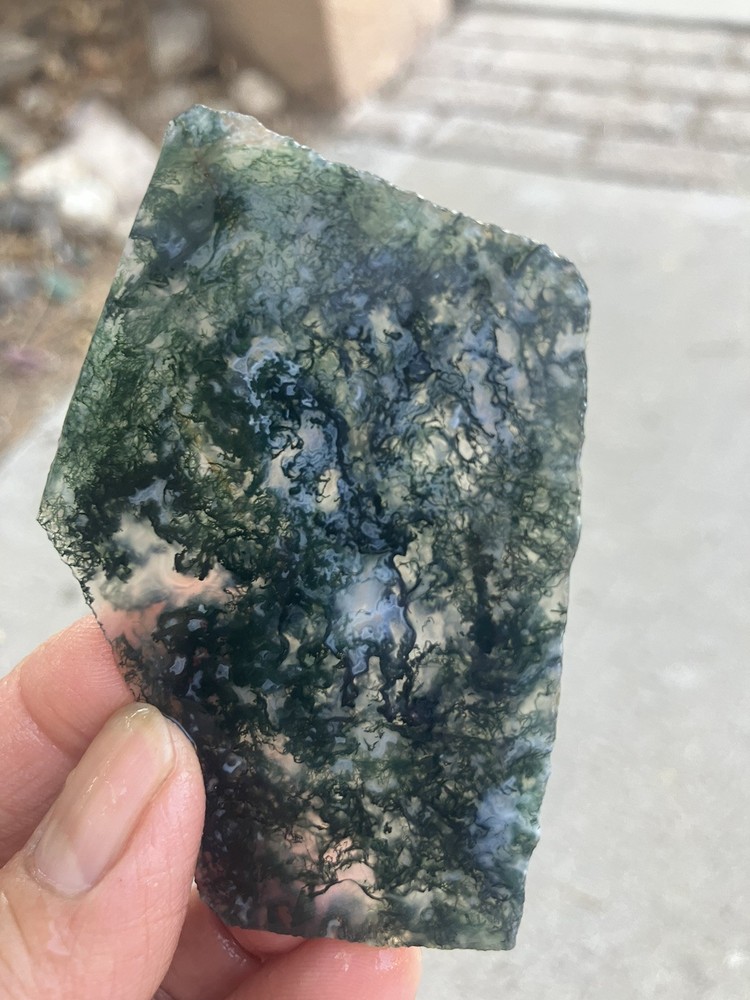 Indian Green Tree Moss Agate Sllab