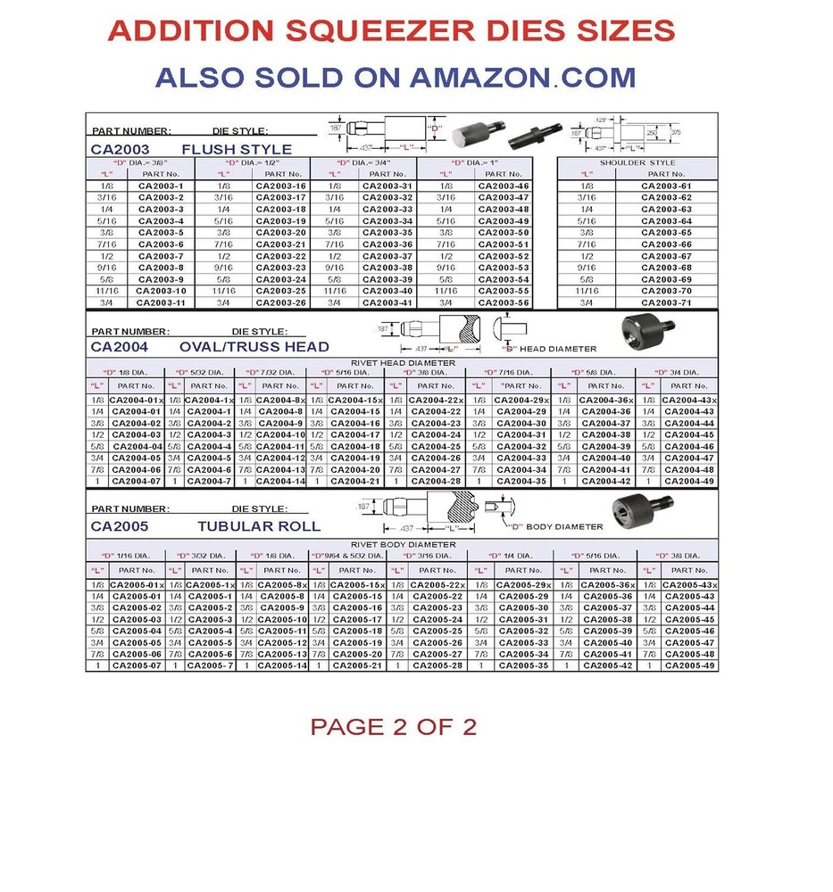 Hand Rivet Squeezer for Solid & Tubular Rivets, 2" , & 2" Gap. Will Set Rivet...
