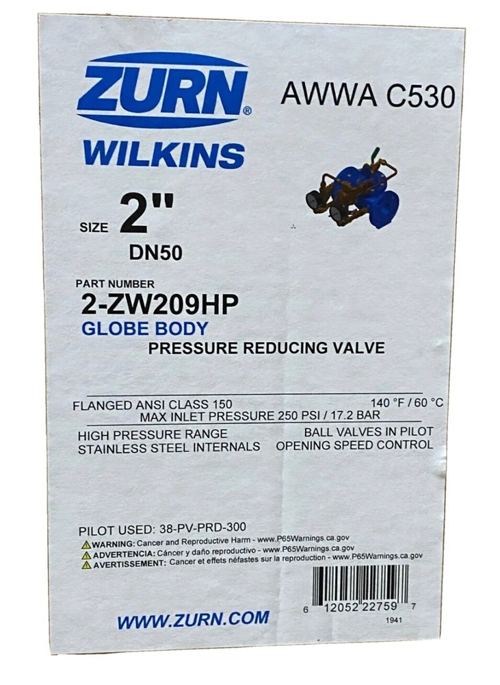 ZURN 2-ZW209HP 2" Pressure Reducing Valve Globe Body  250 PSI