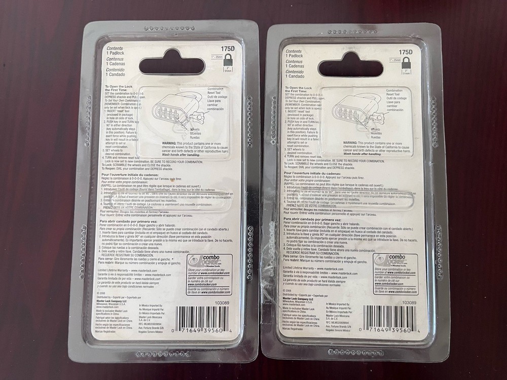 (Pack of 2) Combination Padlock: Master Lock 175D