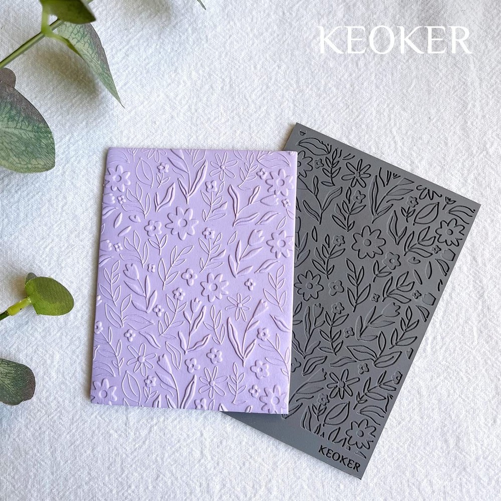 Keoker Polymer Clay Texture Sheets, Mat for Making Floral A