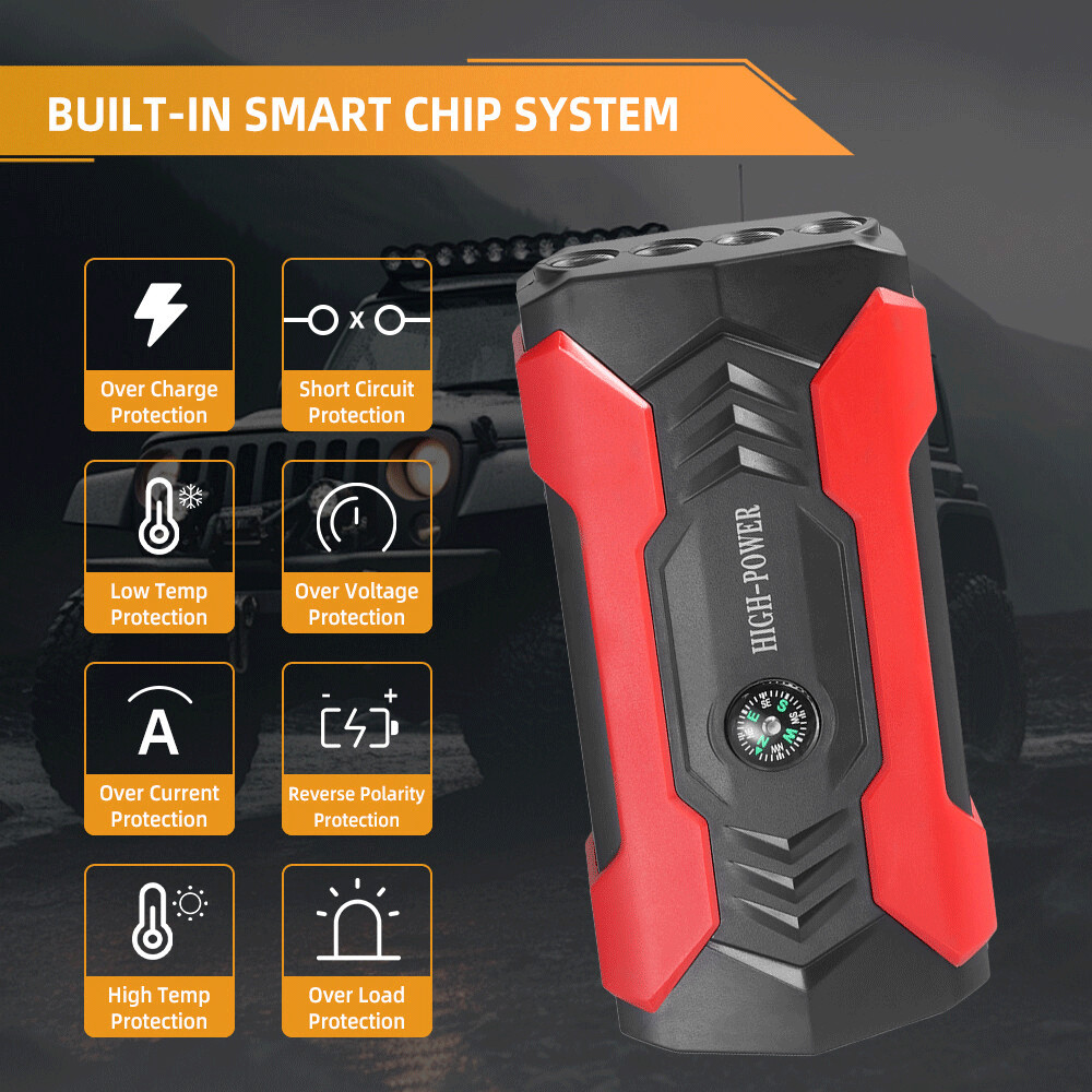 Vehicle Emergency Start Power Supply LED Emergency Light with Hazard Warning Function Dark
