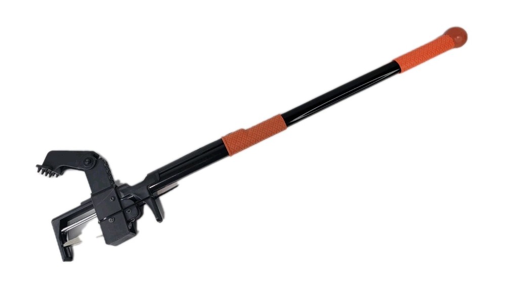 Weed Puller Tool Stand-Up - 40" Long Handle Picker with Leaf Bag, Orange