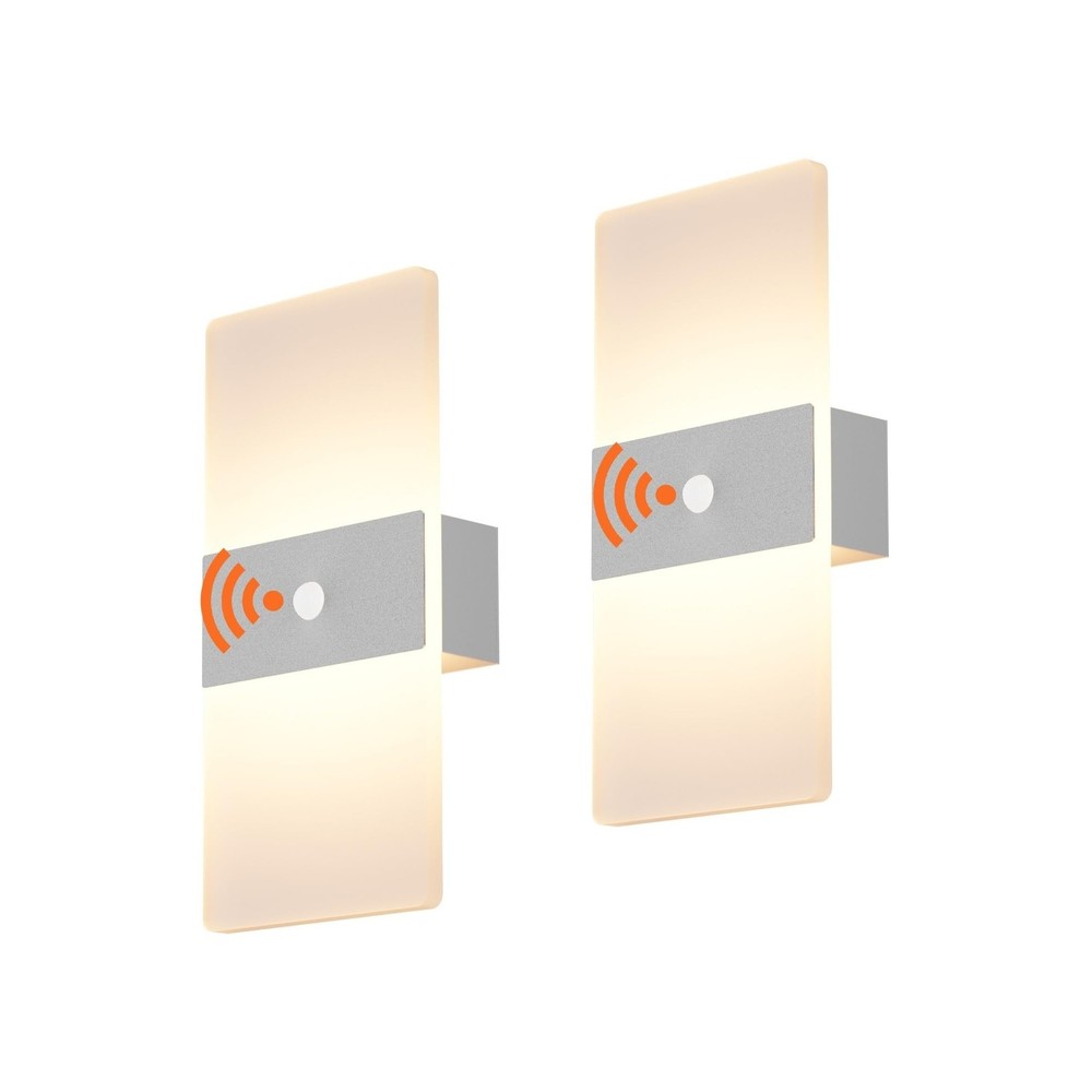 2 Pack Motion Sensor Wall Lights, Morden Silver Decorative LED Indo... Fast Ship