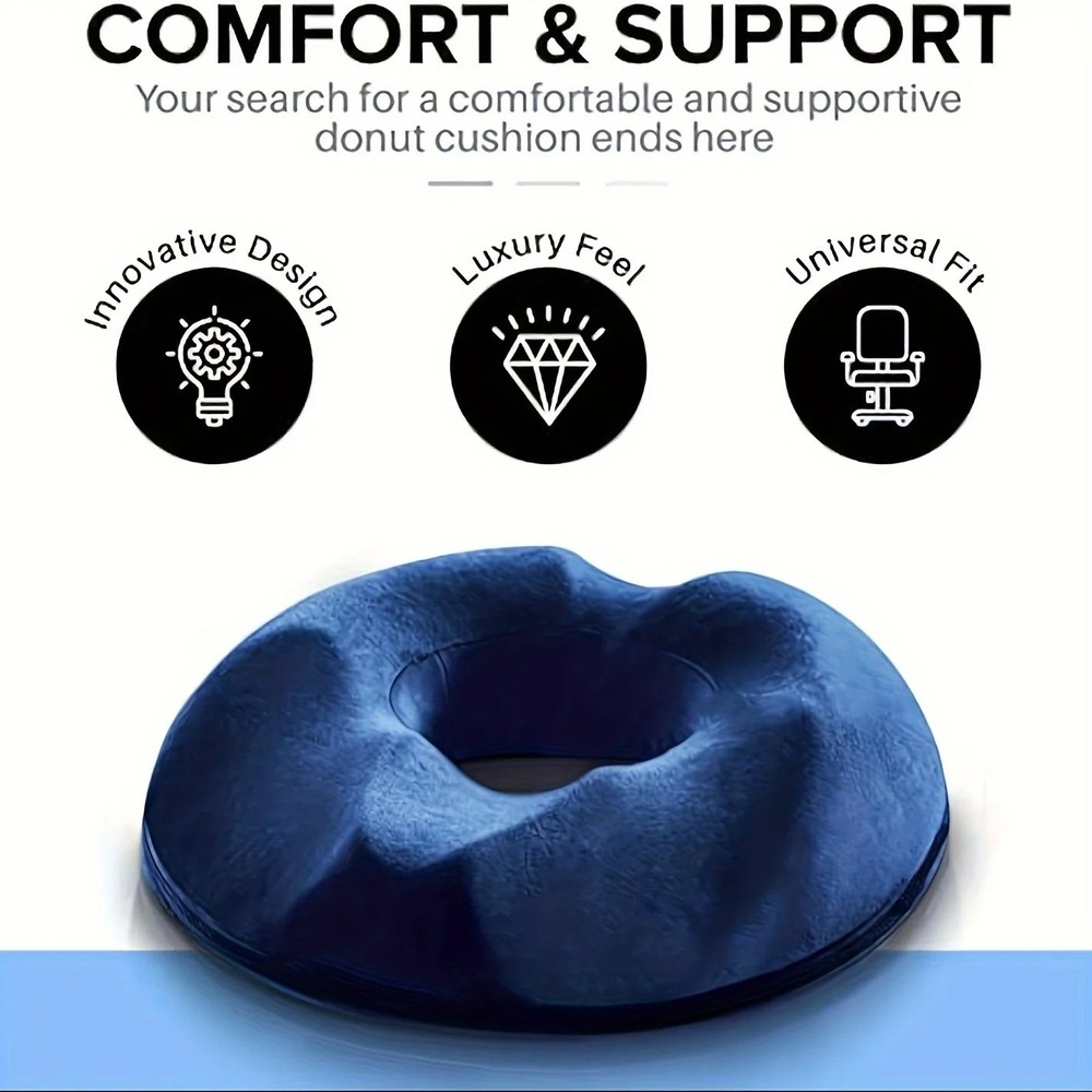 1 Corrective Memory Foam Donut Pillow, Sciatica Support Pad, Hemorrhoid Seat Pad