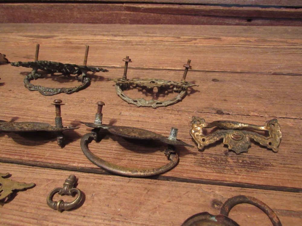 Vintage LOT Drawer Pull Handle Metal Hardware - Brass & Metal!