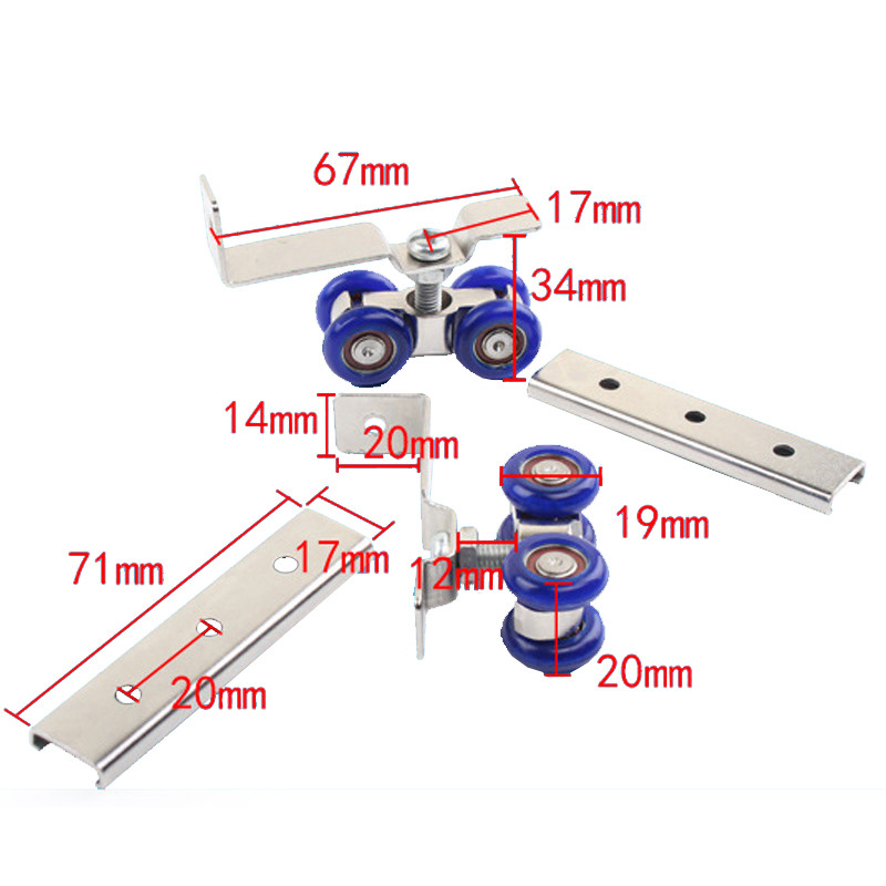 2Pcs Alloy Hardware Roller for Wooden Sliding Doors Push Pull Track Pulley