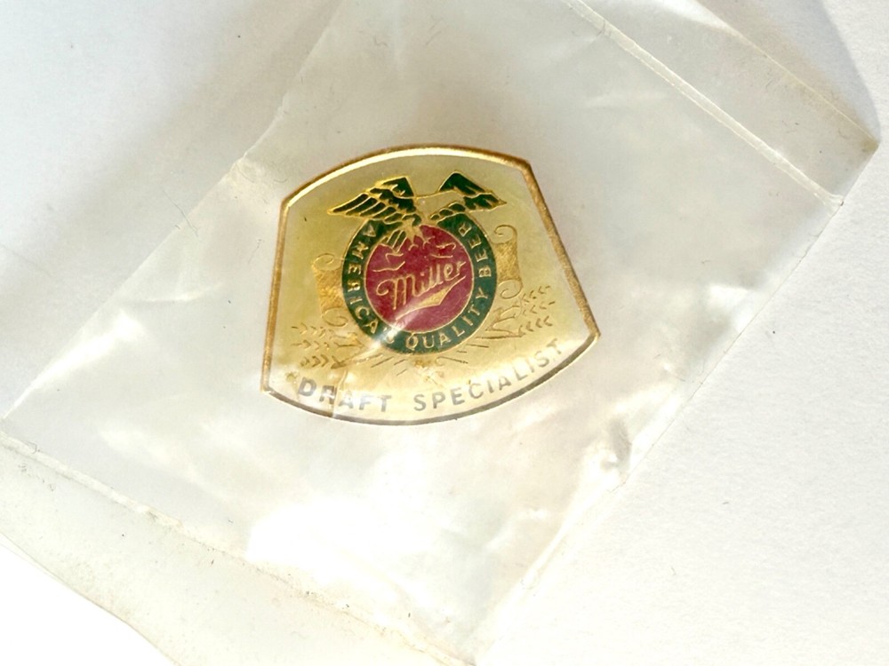 Miller Draft Specialist Pin -circa 80's *Original Packaging- Never Opened*