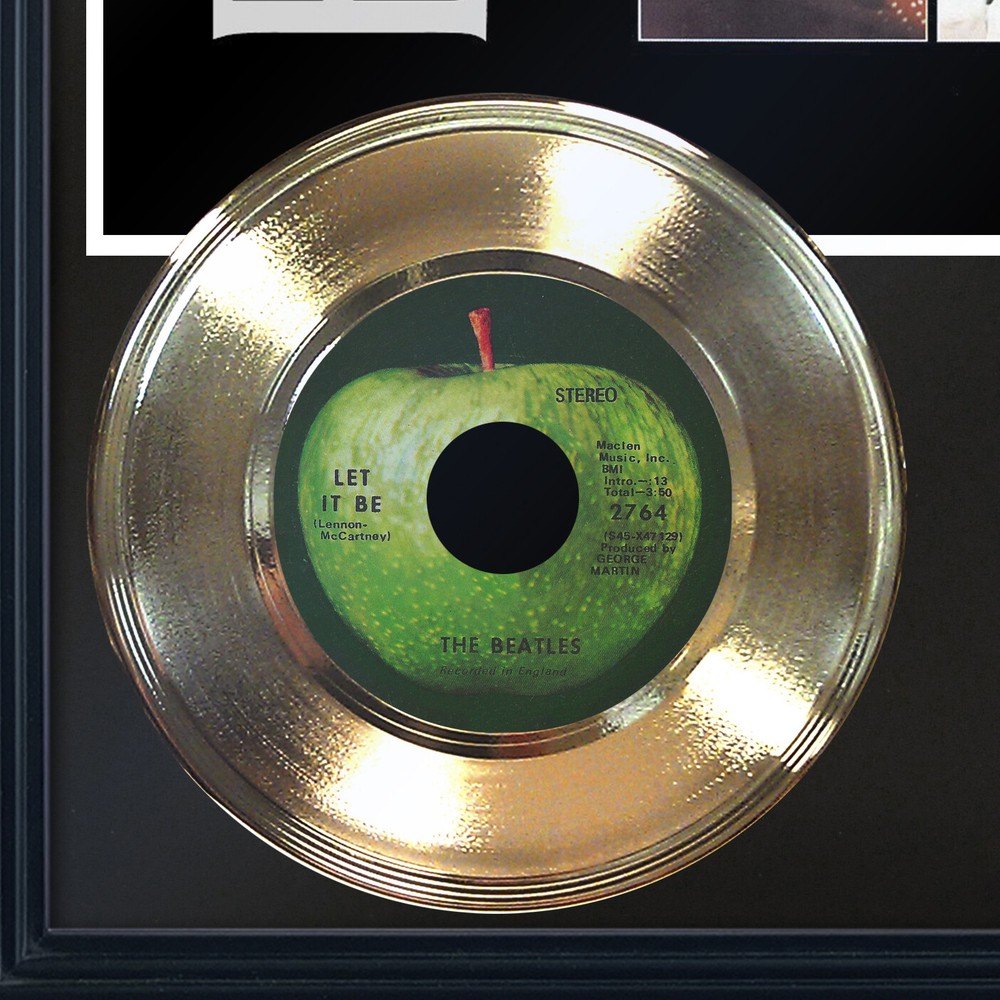 Beatles "Let It Be" Framed 45 Gold Record Display