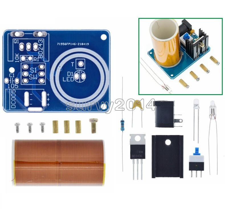 Mini Tesla Coil Kit Magic Props Empty Lights Technology Mini Tesla Coil Module