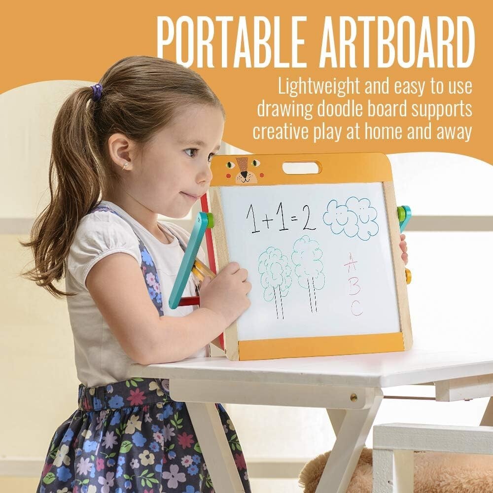 Children's Wooden Tabletop Easel with Double-Sided Magnetic