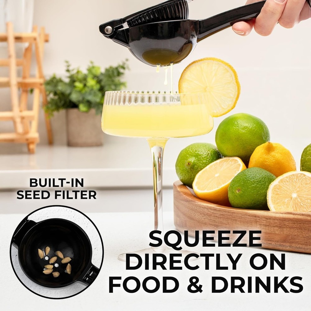 Compact Portable Lemon and Lime Squeezer - Quality Kitchen Tool, Black