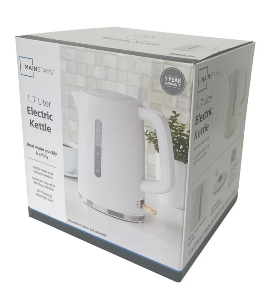 Mainstays 1.7L Electric Kettle, Auto Shut-off
