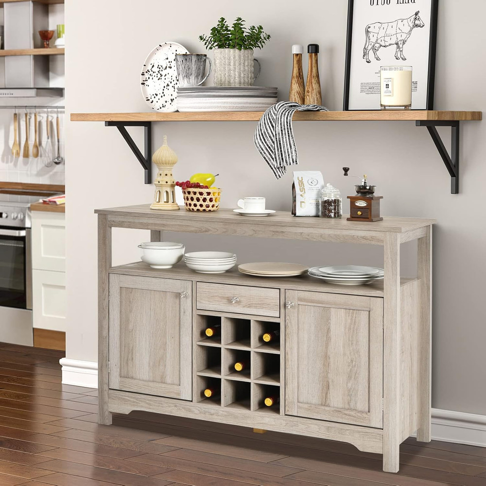 Elegant Buffet Cabinet with Wine Rack & Storage - Versatile Console Table