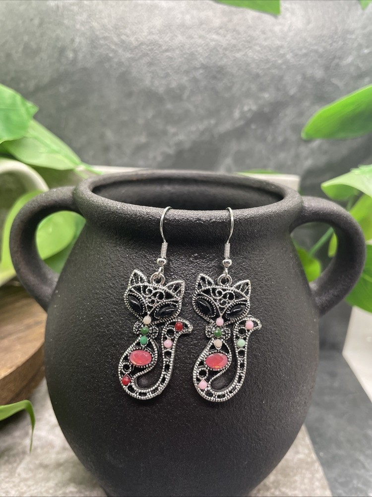 2” Silver-tone Boho Retro Earring Set Drop Dangle New Free Ship B6601
