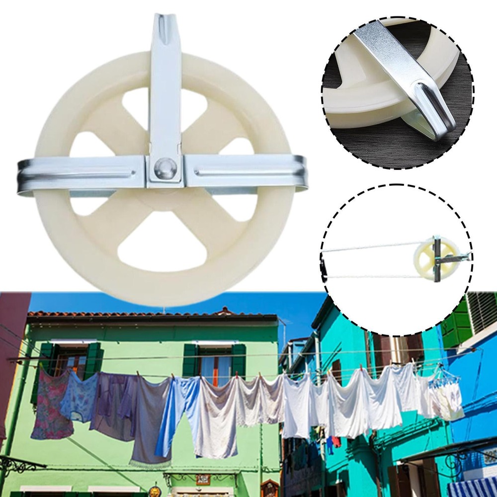 5inch Clothesline Puller Nylon Rope Pulleys System Cable Pulleys