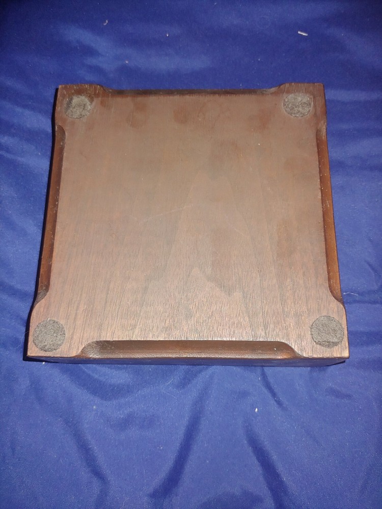 small dark oak hinge top needlework display box