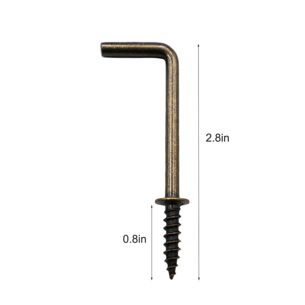 IDEALSV 2 Inch 1 Shape Screw Hooks Bronze L 7