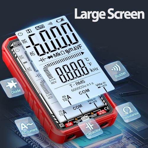 Digital Multimeter Tester, Smart Multimeter with Auto Ranging Digital 620C Red