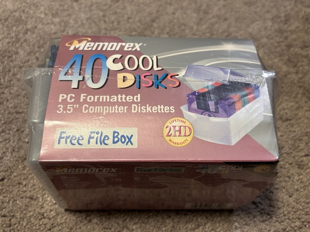 Memorex 40 Pack Cool Disks 3.5” Diskettes PC Formatted Computer New Sealed