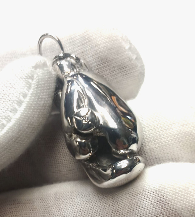 Boxing gloves plain 925 silver pendant