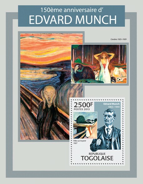 2013 TOGO MNH. EDVARD MUNCH |  Michel Code: 4955 / Bl.809