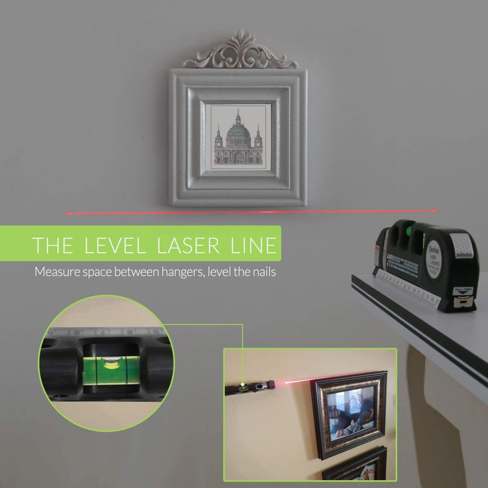 Laser Level Multi Tool, Multipurpose Cross Line Laser leveler Kit Tools with ...