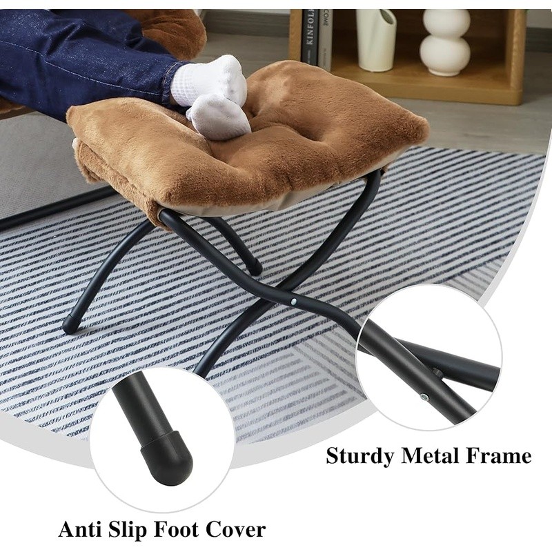 Folding Ottoman Footrest Stool Portable Collapsible Padded Accent Stool New